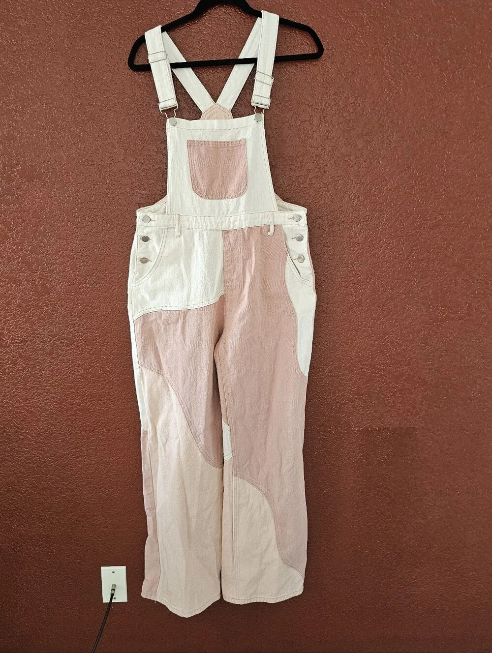 Cider Pink and White Patchwork Overalls - Picture 4 of 8